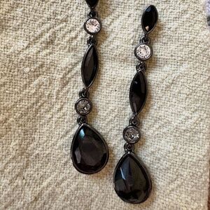 Givenchy Black Crystal Evening Dangle Earrings